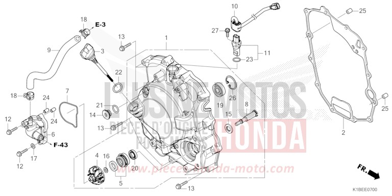 KURBELGEHAEUSEABDECKUNG/WASSERPUMPE von Forza 350 MAT PEARL PACIFIC BLUE (PB397) von 2023
